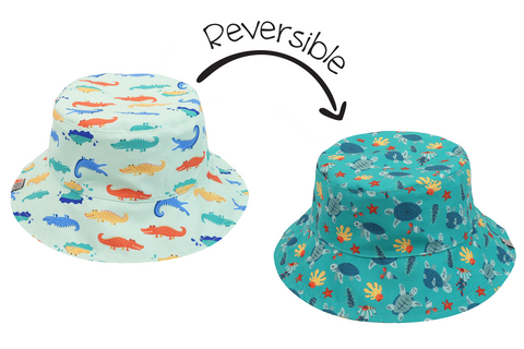 Baby/Kids Reversible Patterned Sun Hat - Turtle | Alligator