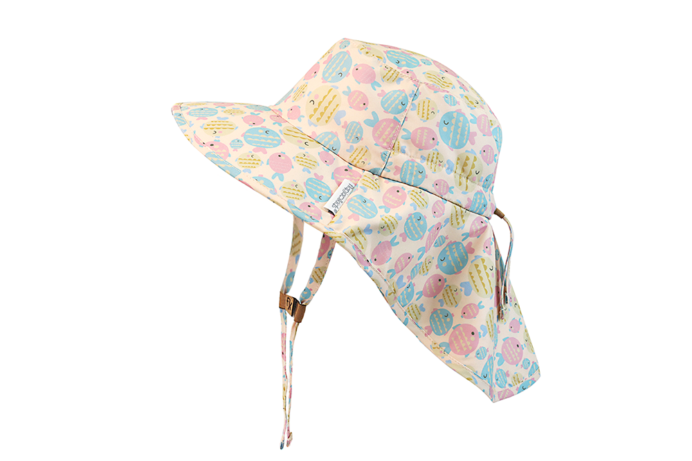 Baby/KIds Sun Hat with Neck Cape - Kissing Fish