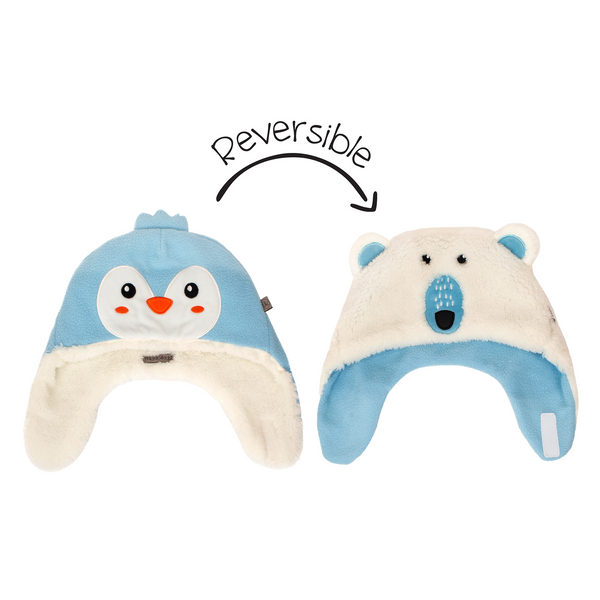 Baby/Kids Reversible Sherpa Hat - Penguin/Polar Bear