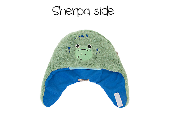 Kids & Baby Reversible Sherpa Hat - Dino Green