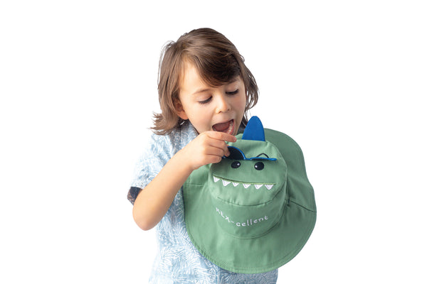 Reversible Kids & Toddler Sun Hat - Dinosaur & Surfer Dino