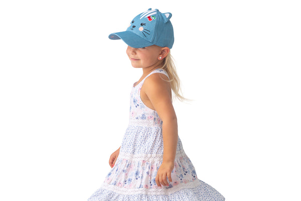Kids 3D Cap - Cat Denim