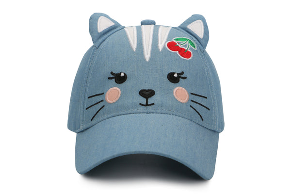 Kids 3D Cap - Cat Denim