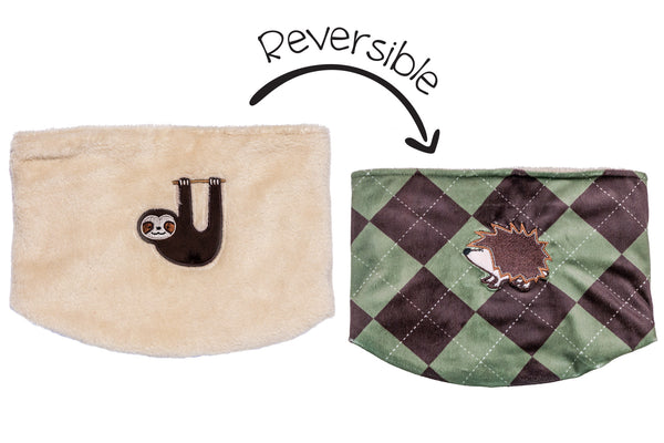 Kids Reversible Neck Warmers - Sloth & Hedgehog