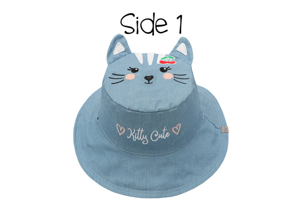 Reversible Kids & Toddler Sun Hat - Cat & Cherry