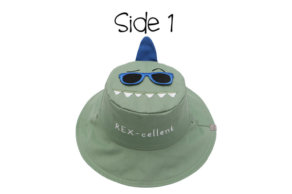 Reversible Kids & Toddler Sun Hat - Dinosaur & Surfer Dino