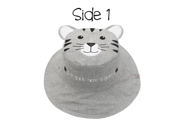 Reversible Kids & Toddler Sun Hat - Tiger & Safari Truck
