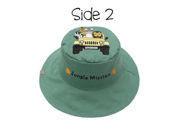 Reversible Kids & Toddler Sun Hat - Tiger & Safari Truck