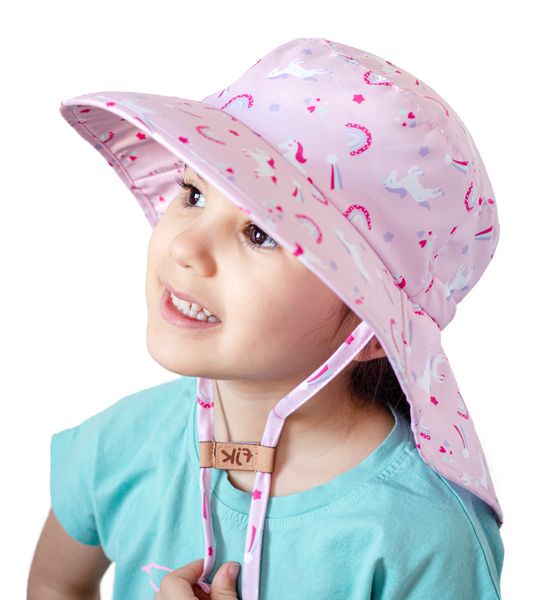 Kids Sun Hat with Neck Cape - Unicorn