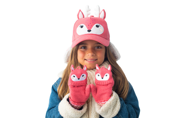 Kids 3D Winter Cap with Ear Flaps - Deer