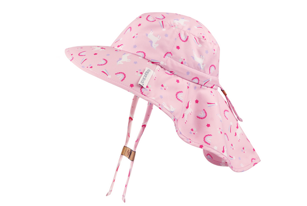 Kids Sun Hat with Neck Cape - Unicorn